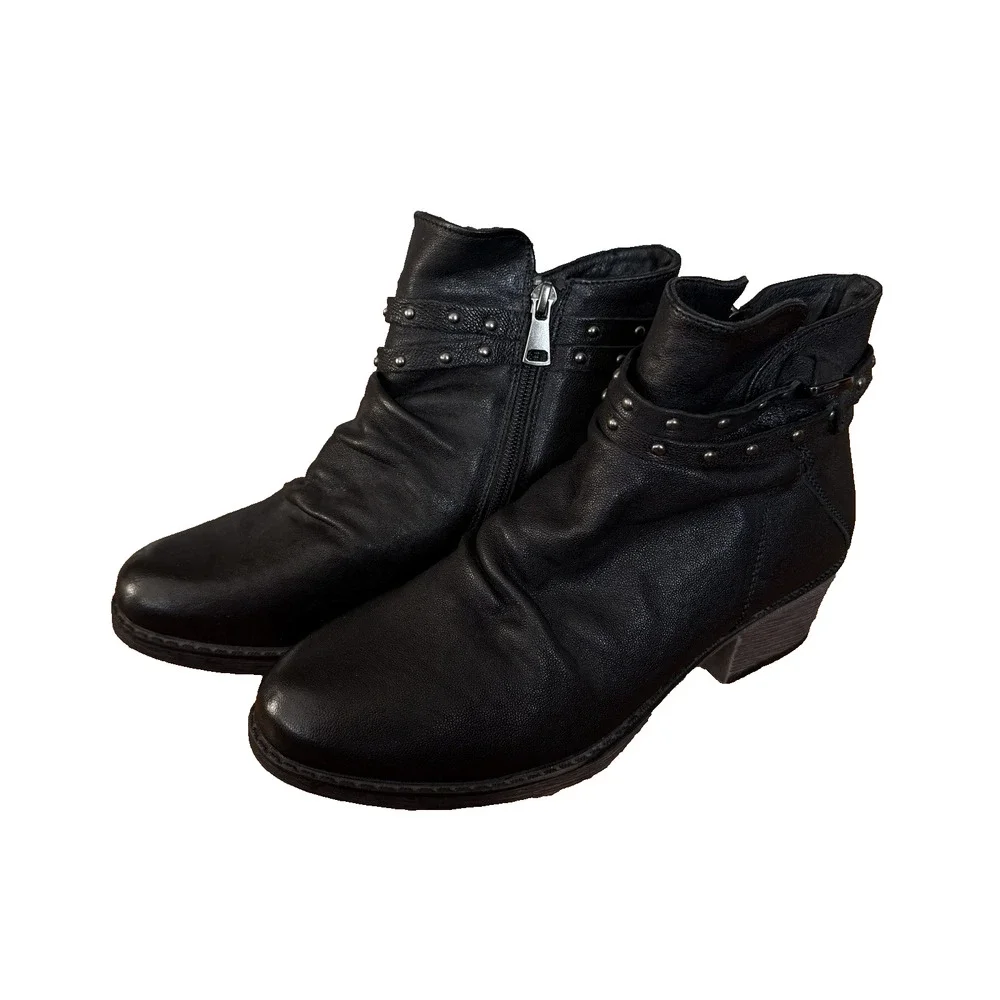 Propet Womens Black Leather Ankle Boot Roxie Bootie Size 7.5 W D WFX135L